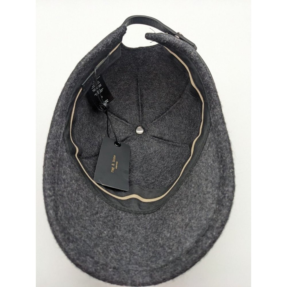 RAG & BONE Lexington 100% wool baseball cap hat  - CHARCOAL GRAY - SMALL - Picture 7 of 11